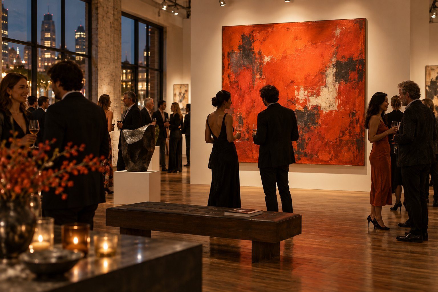 Opening night with the painting on the main gallery wall