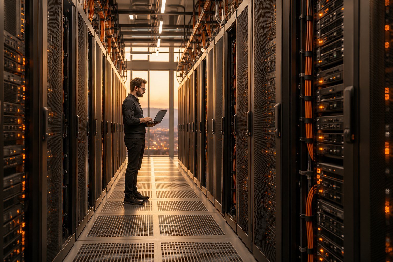 A GPU data center aisle